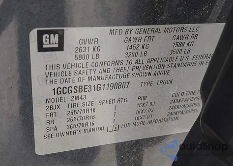 2016 Chevrolet Colorado Wt from USA, damaged, VIN 1GCGSBE31G1190807